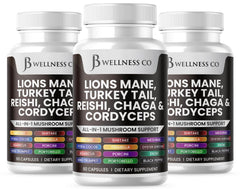 JB Wellness Co Lions Mane bottle close-up for cognitive support.