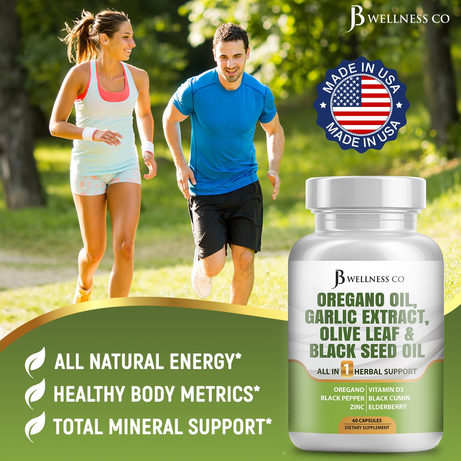 JB Wellness Co odorless-garlic capsules close-up for easy daily take.