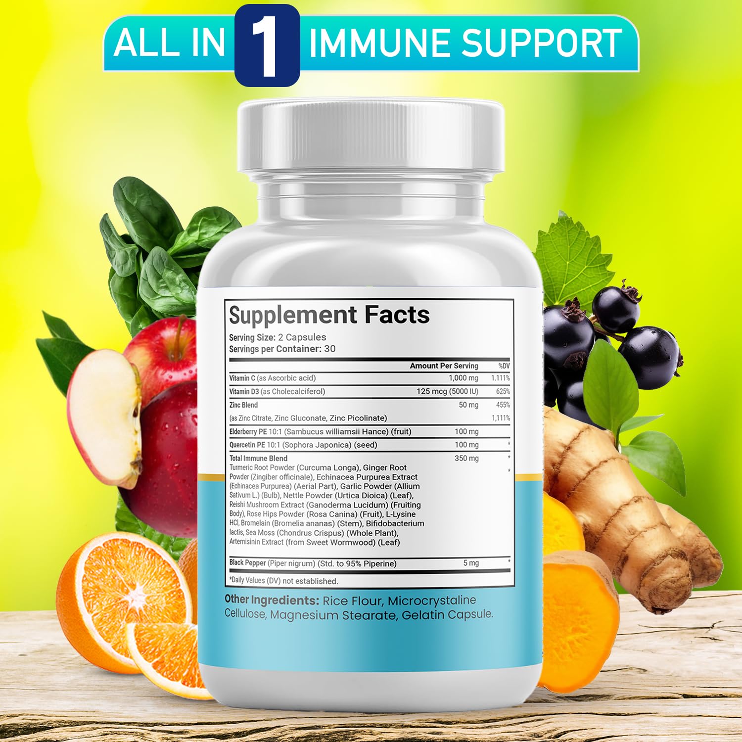 JB Wellness Co quercetin zinc capsules closeup highlighting easy daily dosing.