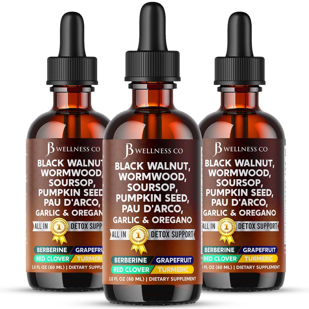 JB Wellness Co wormwood cleanse bottle pour for easy daily dosing.