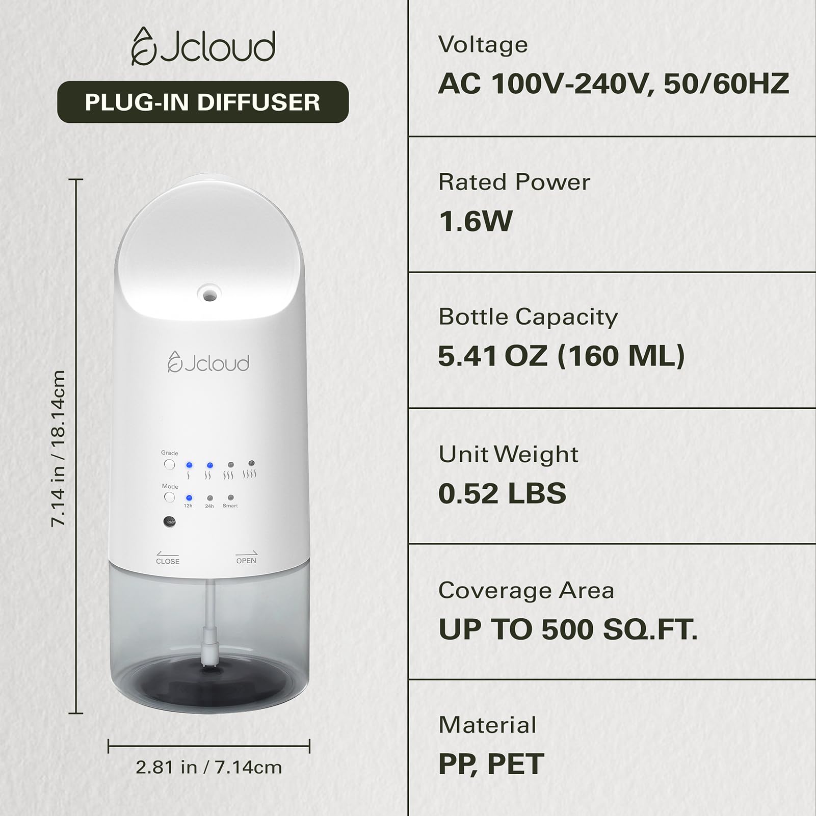 JCLOUD diffuser in spa-like bedroom promotes calm and freshness.