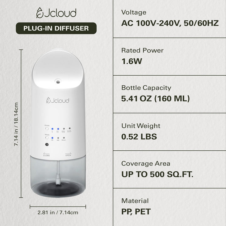 JCLOUD diffuser in spa-like bedroom promotes calm and freshness.