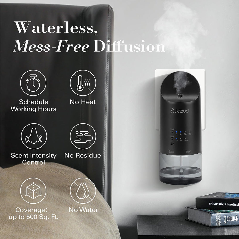 JCLOUD Royal Serenity oil bottle enhances a hotel-inspired fragrance.