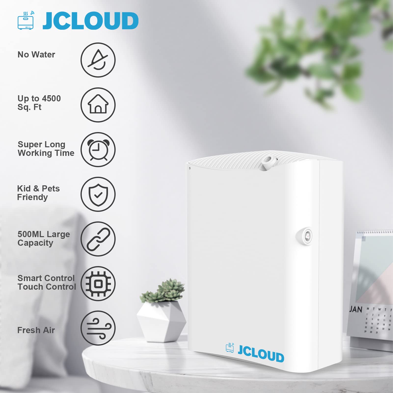JCLOUD Smart Scent Air Pro side panel with accessible controls for scent management