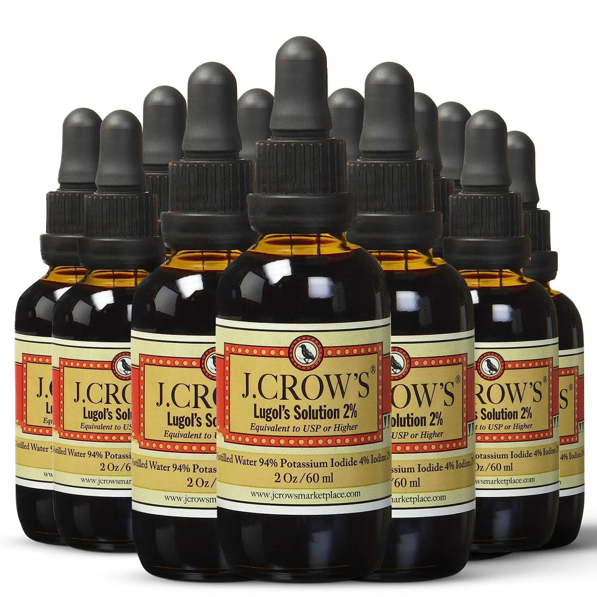 J.CROW'S Lugol's bottle pour shows precise daily dosing for easy use