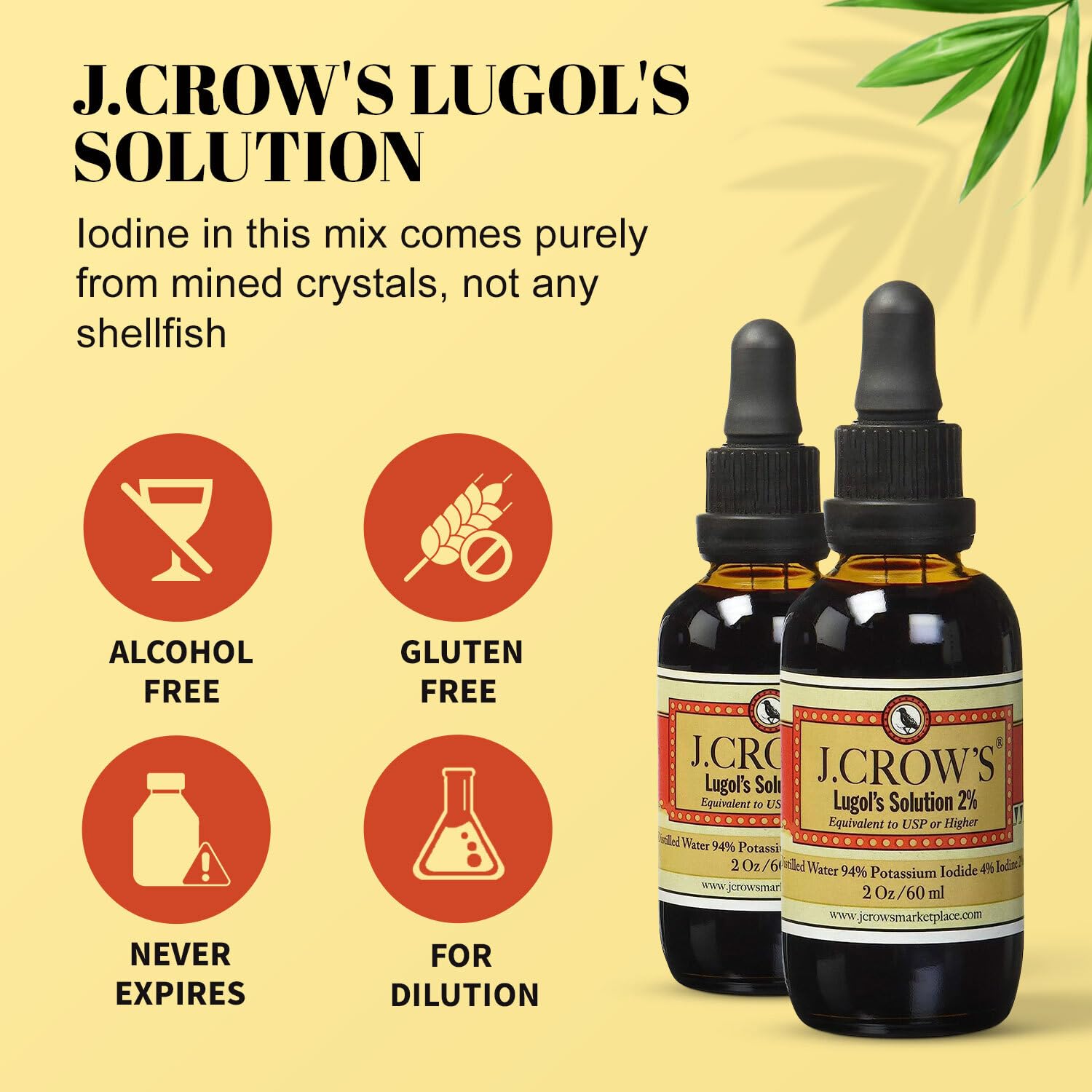 Three-bottle pack of J.CROW'S Lugol's iodine offers convenient storage