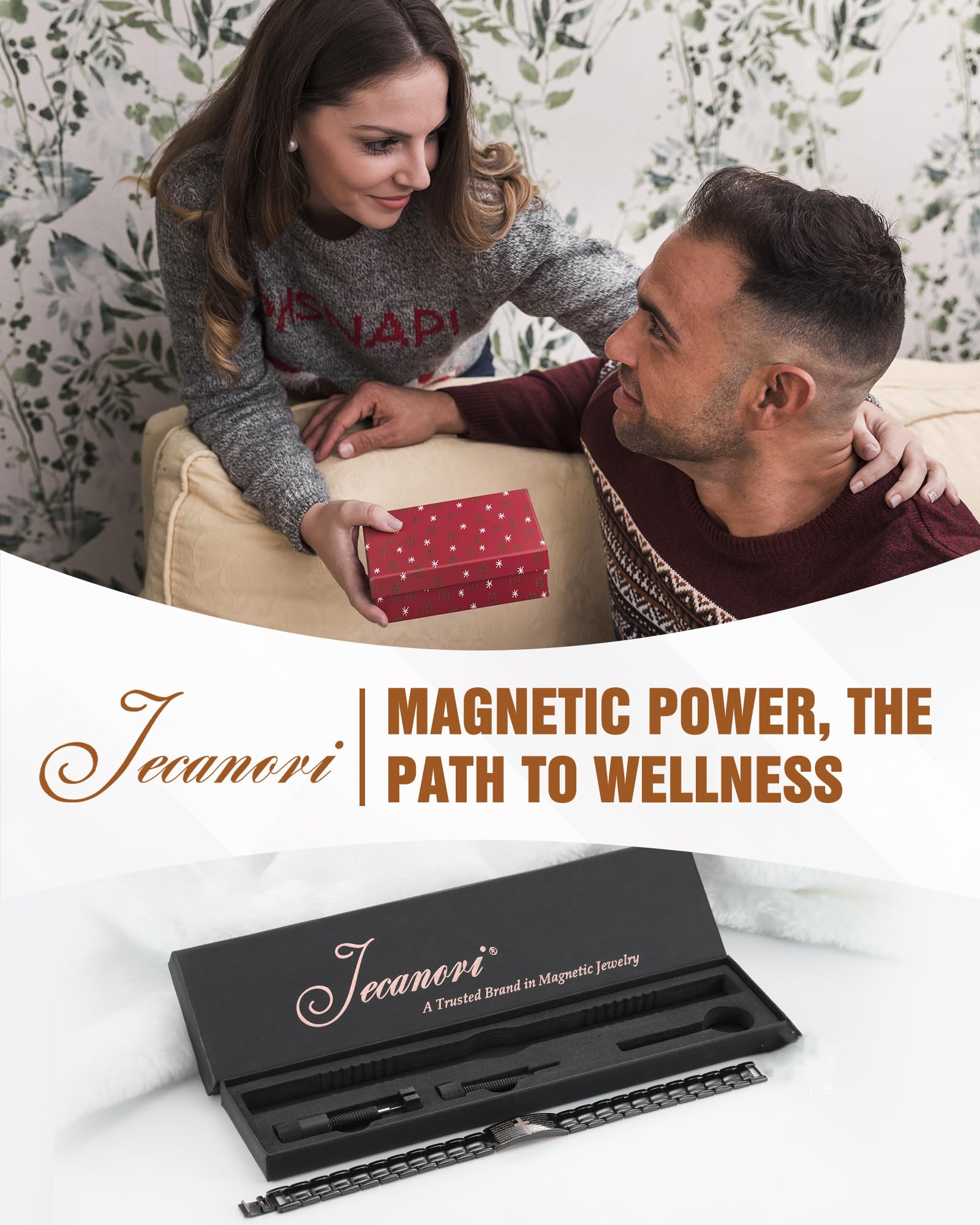 Jecanori 2X Copper Magnetic Bracelet gift packaging ready for gifting