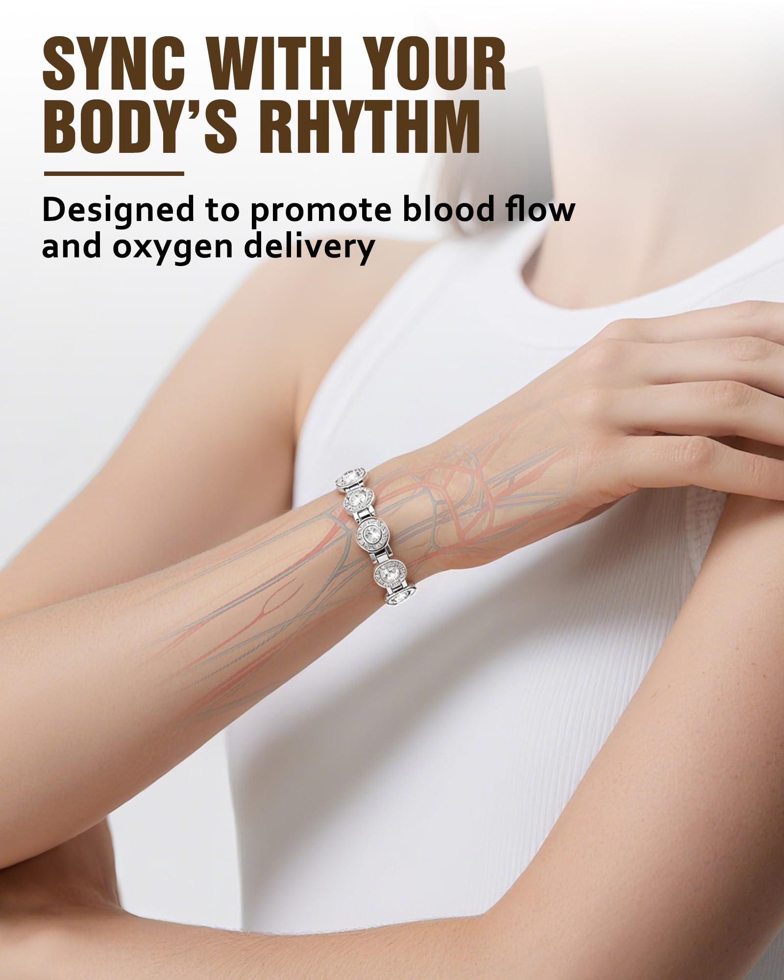Jecanori 3800 Gauss magnets bracelet close-up, potential wellness support