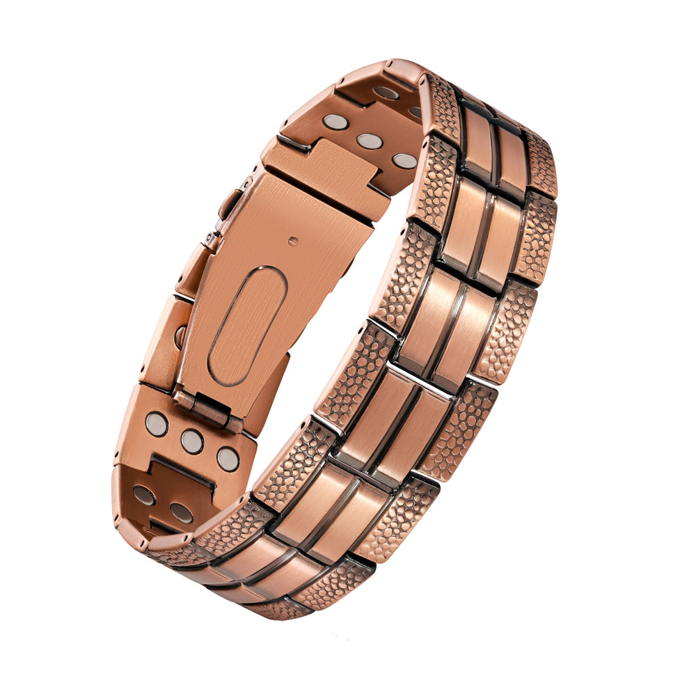 Jecanori 3X copper bracelet for men showing triple magnets and warm finish for daily comfort