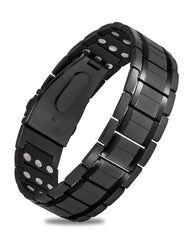Jecanori 3X magnetic bracelet front view shows masculine stainless steel design for daily wear.