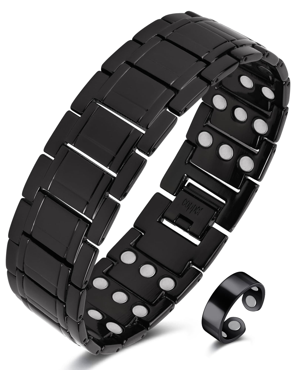 Jecanori 3X strength copper magnetic bracelet close-up showing durable magnetism for daily wear