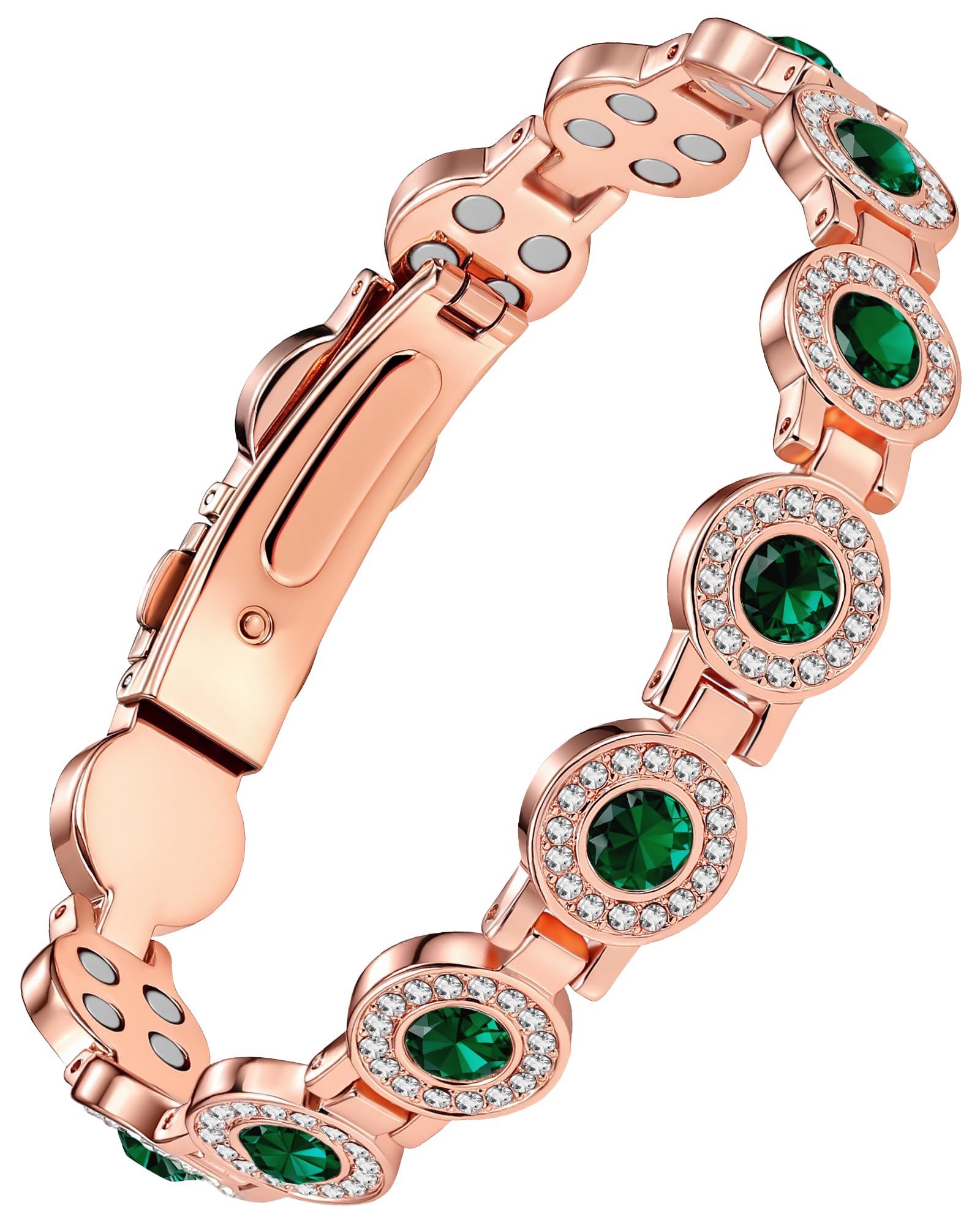 Jecanori 4X strength magnetic copper bracelet for women with crystal inlays for daily wear