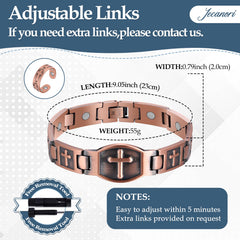 Jecanori Adjustable men's bracelet with sizing tool for a precise fit.