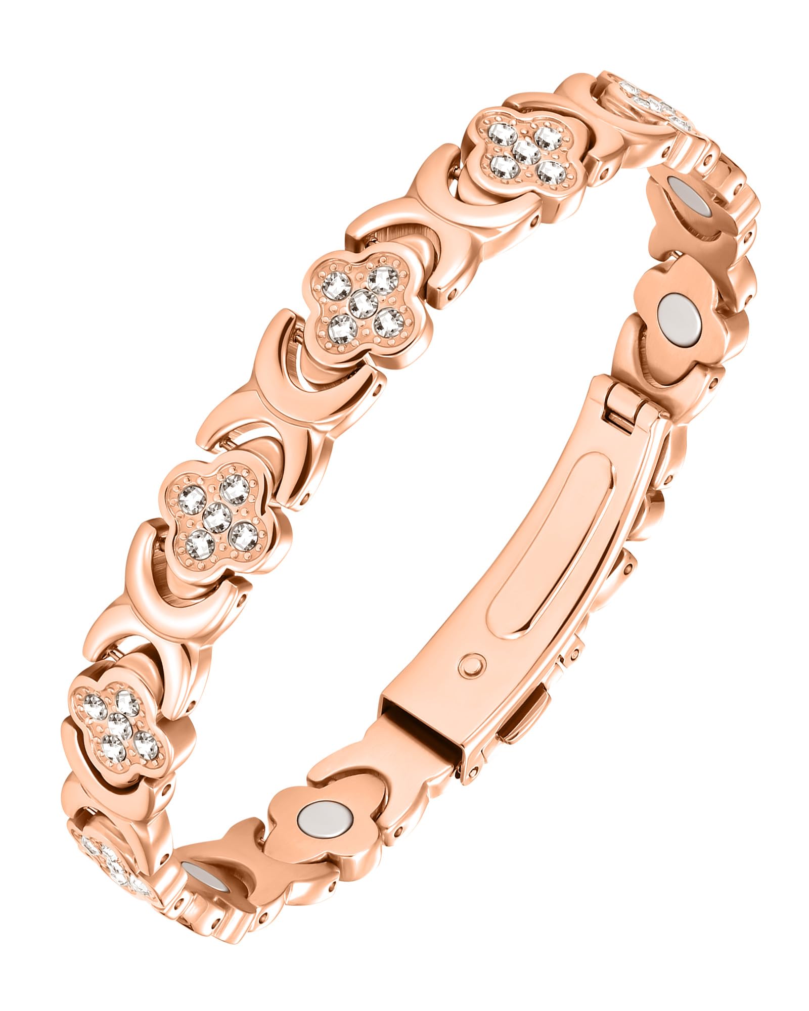 Jecanori copper bracelet with four-leaf clover design for effortless style.