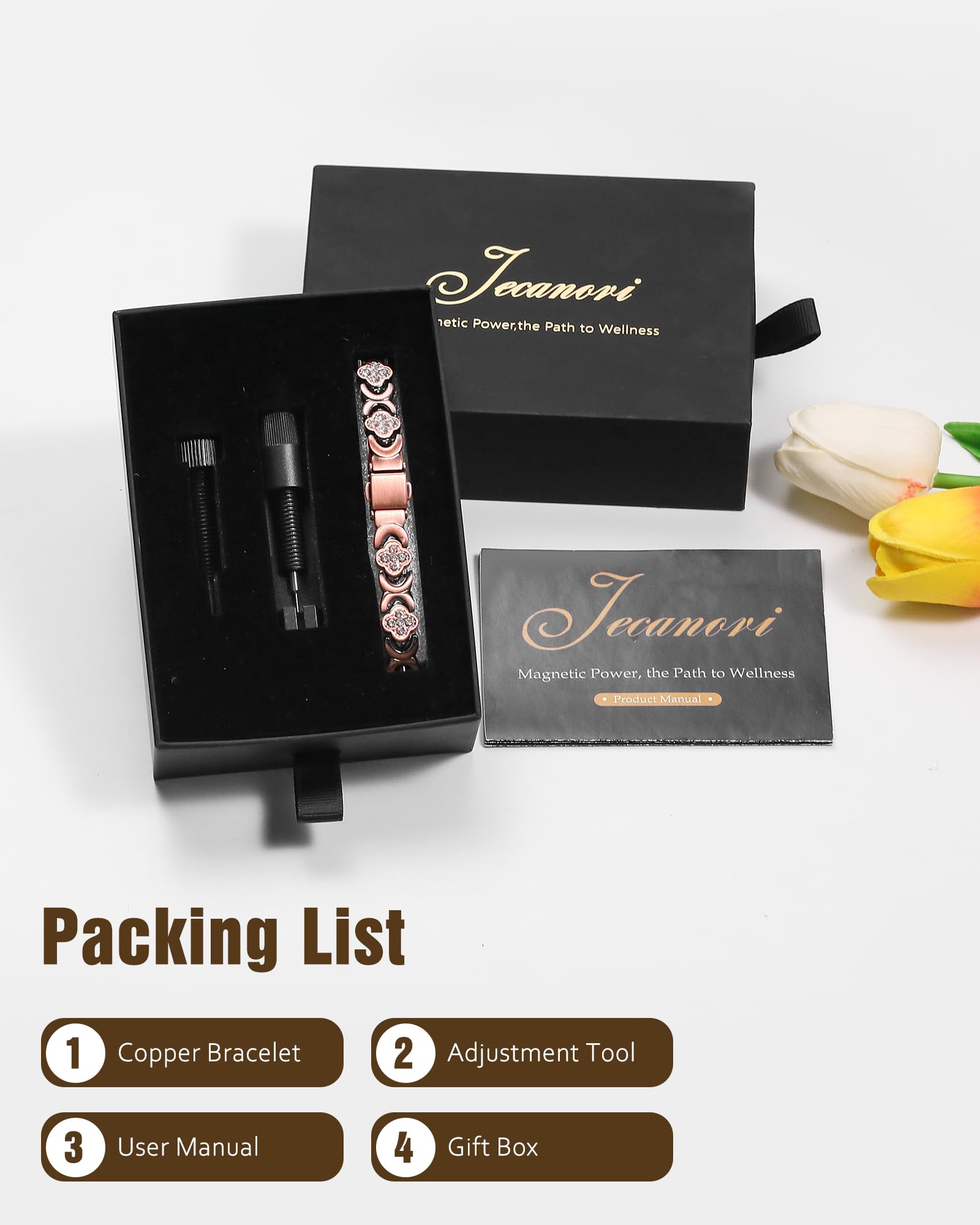 Jecanori copper bracelet in gift-ready packaging