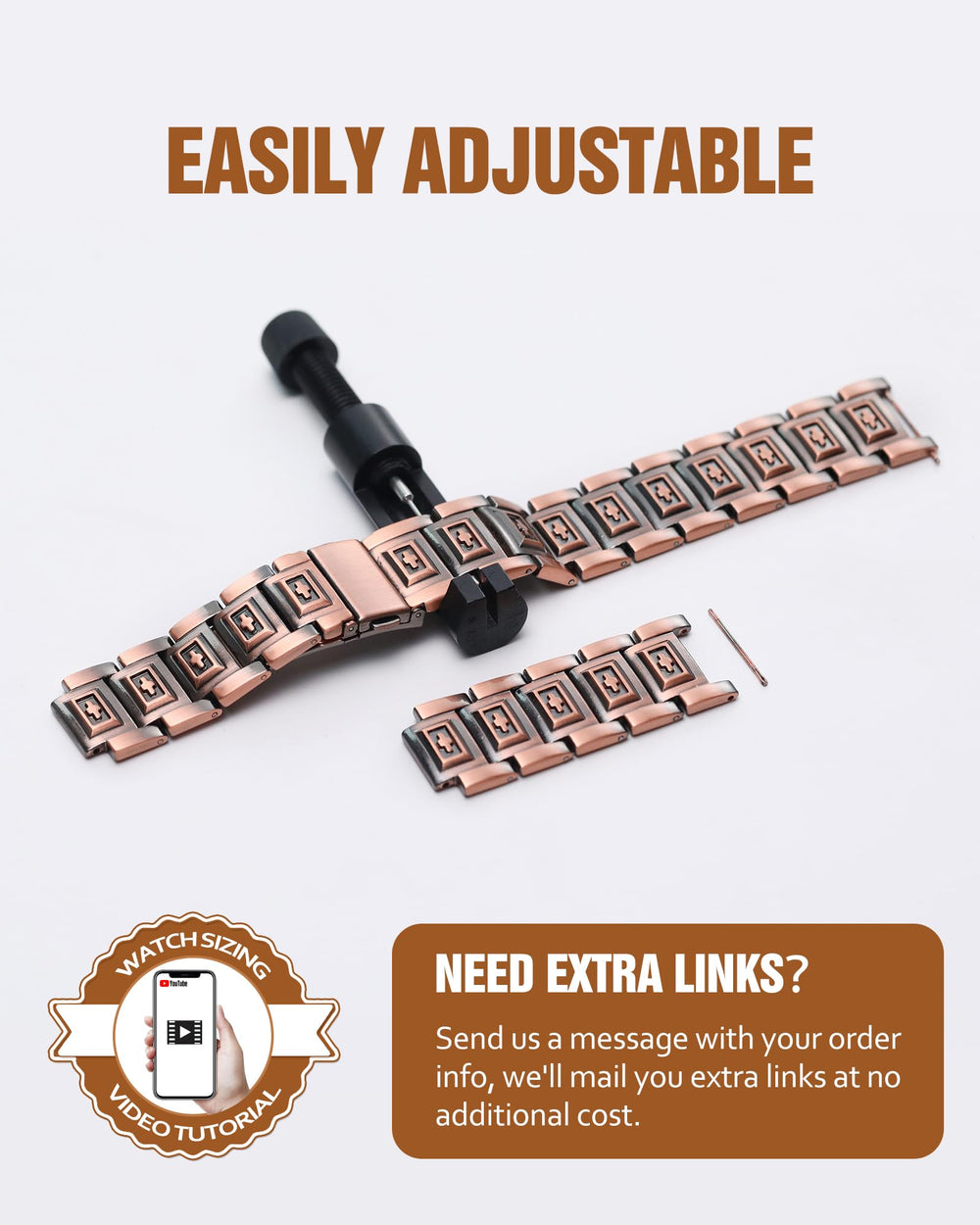 Jecanori copper bracelet on wrist shows versatile daily accessory.
