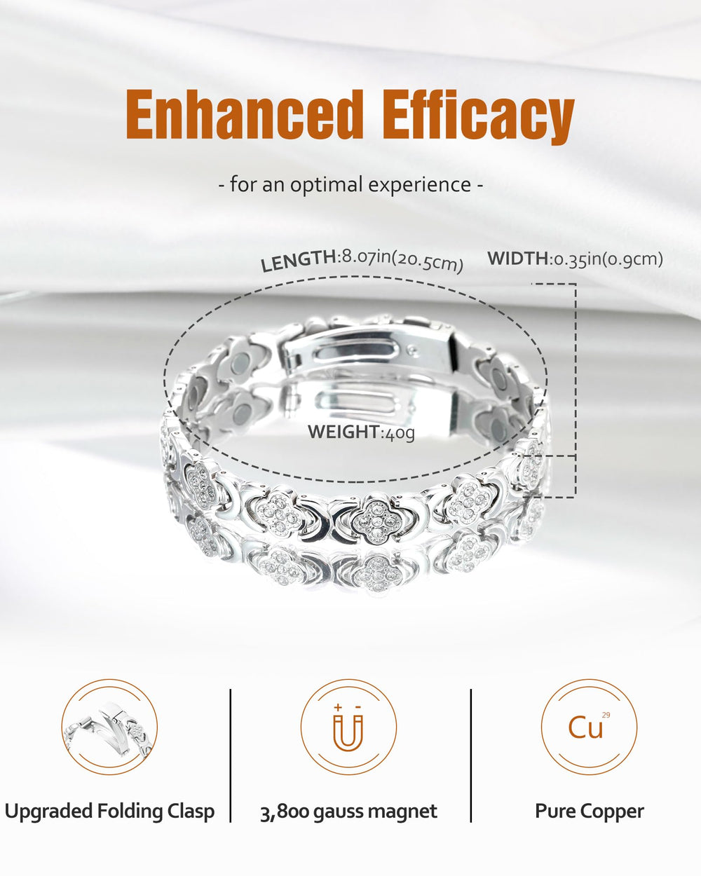 Jecanori copper bracelet with magnetic closure for easy wear and secure fit