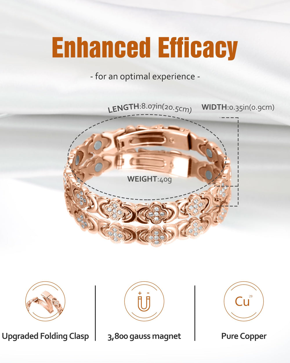 Jecanori copper bracelet with magnets offering everyday style and versatility.