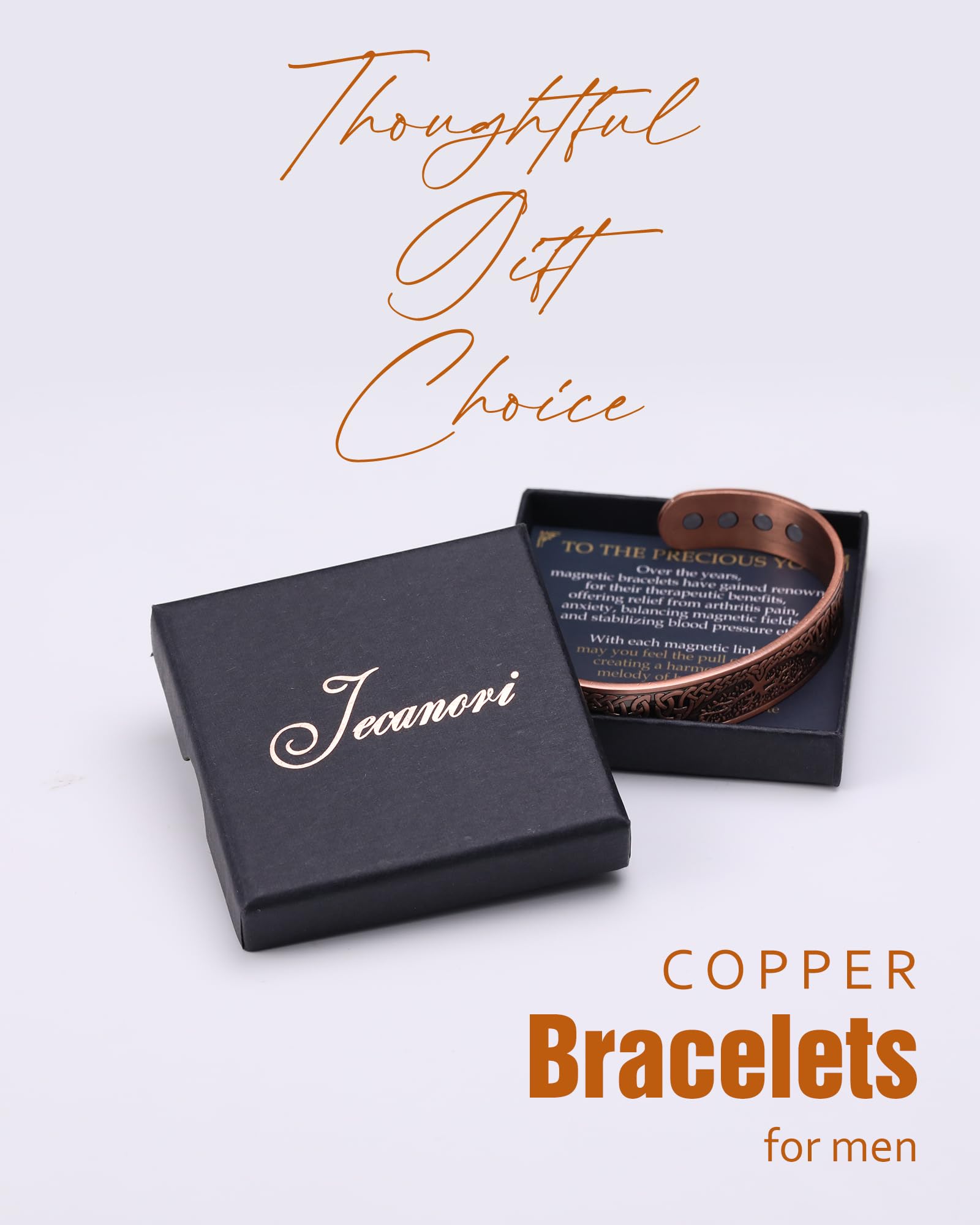 Jecanori copper bracelet for men features comfortable, adjustable fit