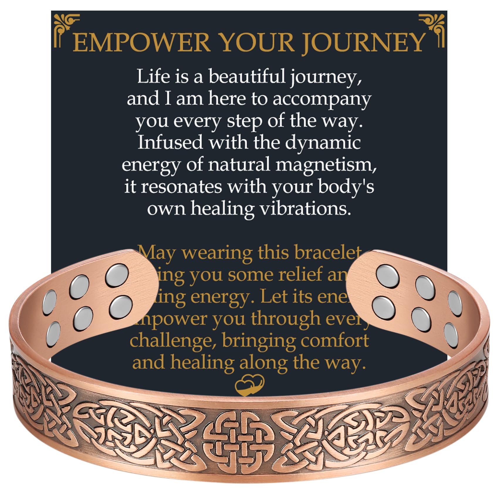 Jecanori copper bracelet for men with open closure for adjustable comfort.