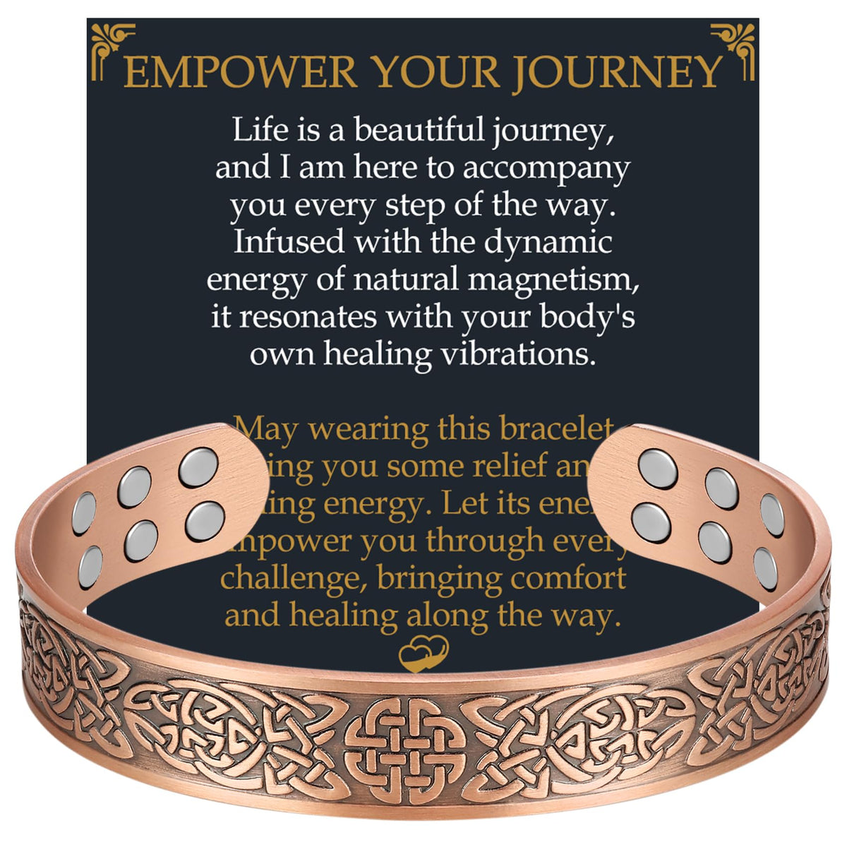 Jecanori copper bracelet for men with open closure for adjustable comfort.