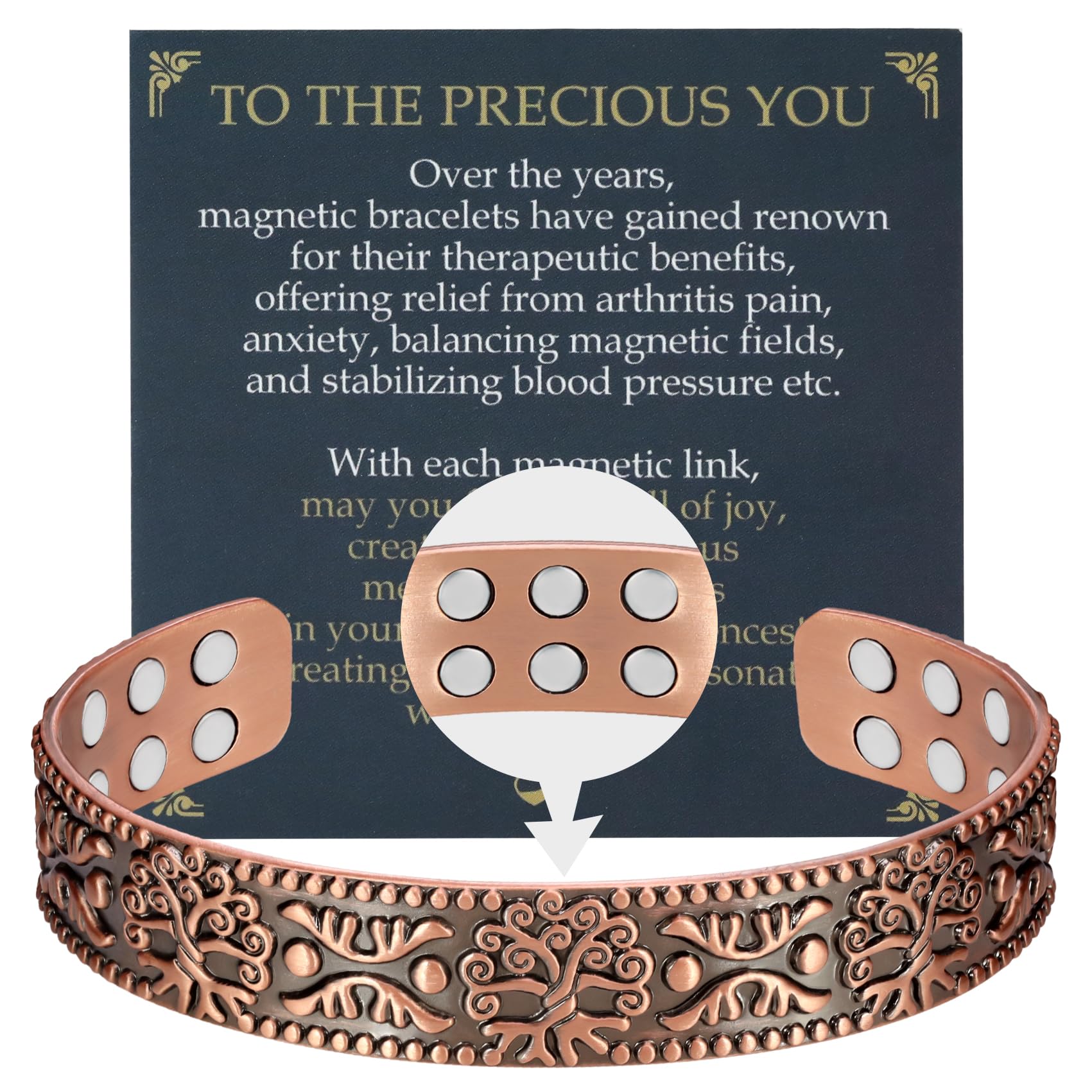 Jecanori copper bracelet for men with tree of life design, stylish daily wear.