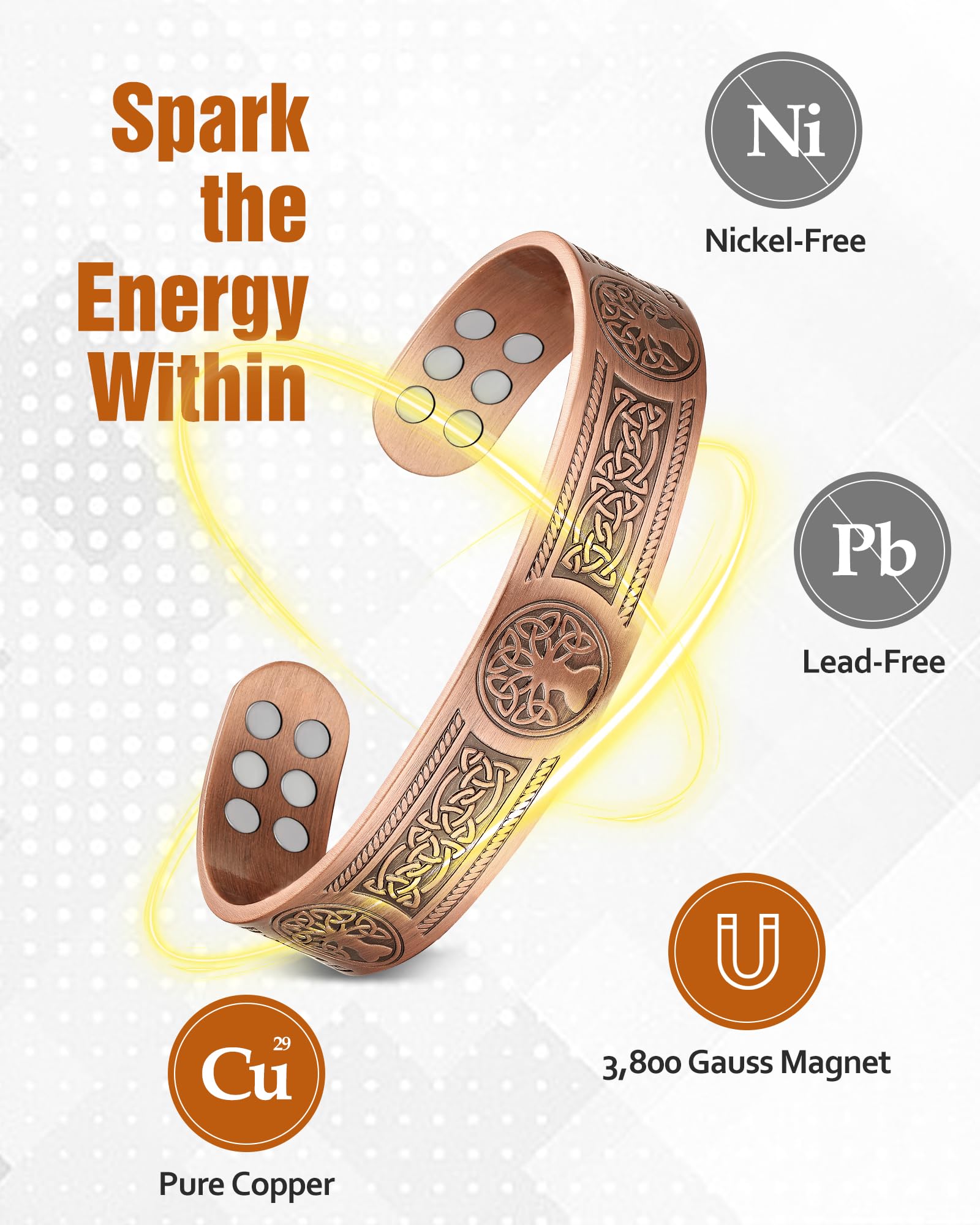 Jecanori copper bracelet with Tree of Life design showing nature-inspired elegance