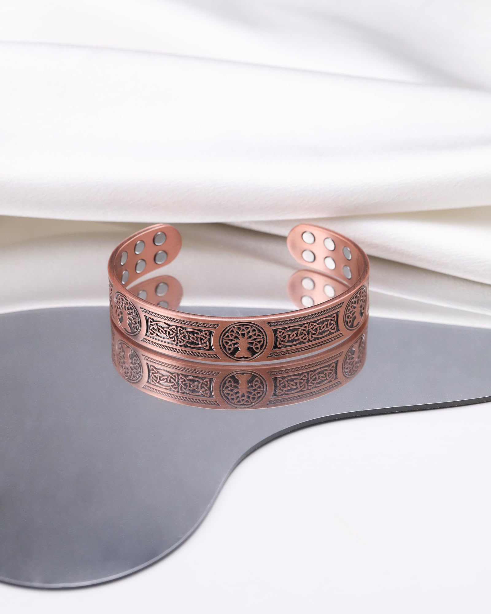 Jecanori copper bracelet showcasing weight and durable finish for daily use