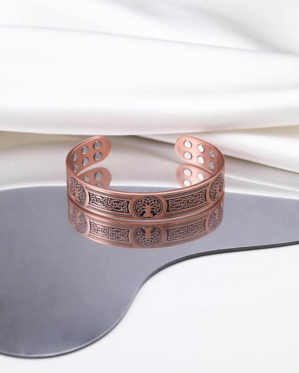 Jecanori copper bracelet showcasing weight and durable finish for daily use