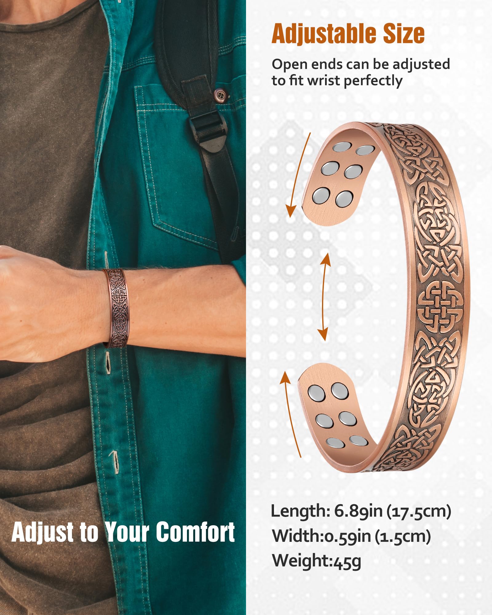 Length 17.5 cm and width 1.5 cm for balanced wear.