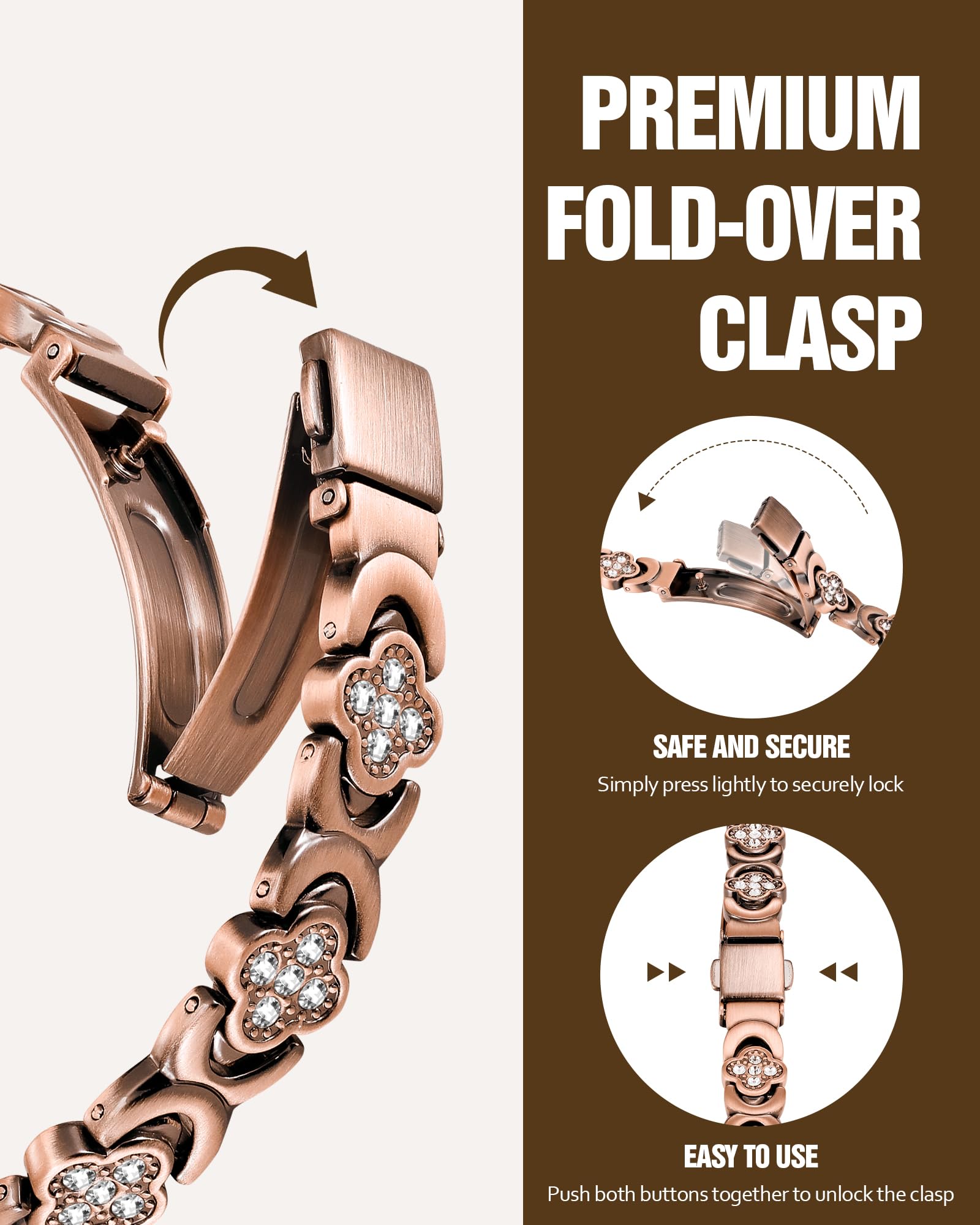 Jecanori copper bracelet worn on wrist with everyday styling