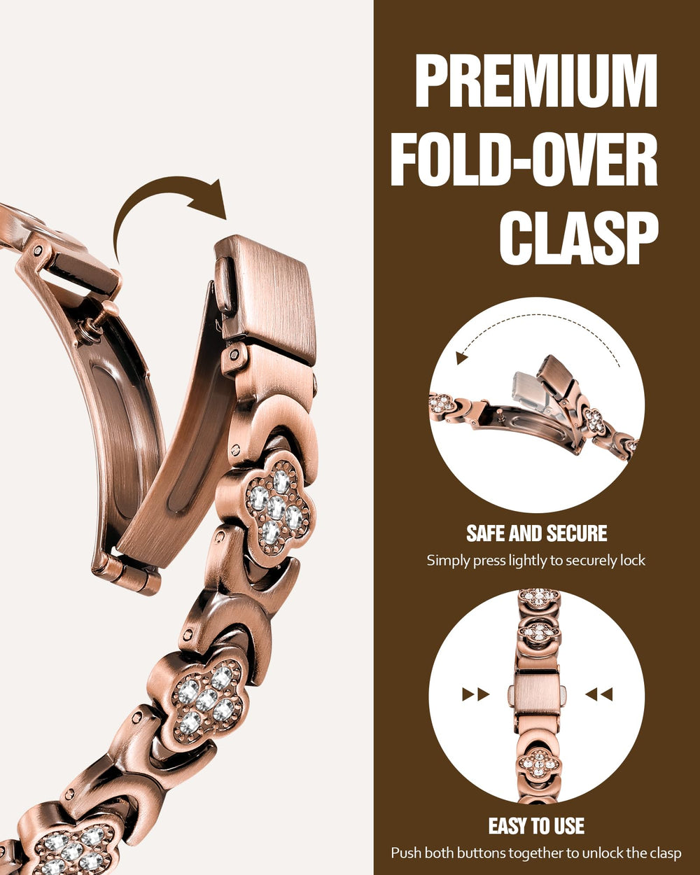 Jecanori copper bracelet worn on wrist with everyday styling