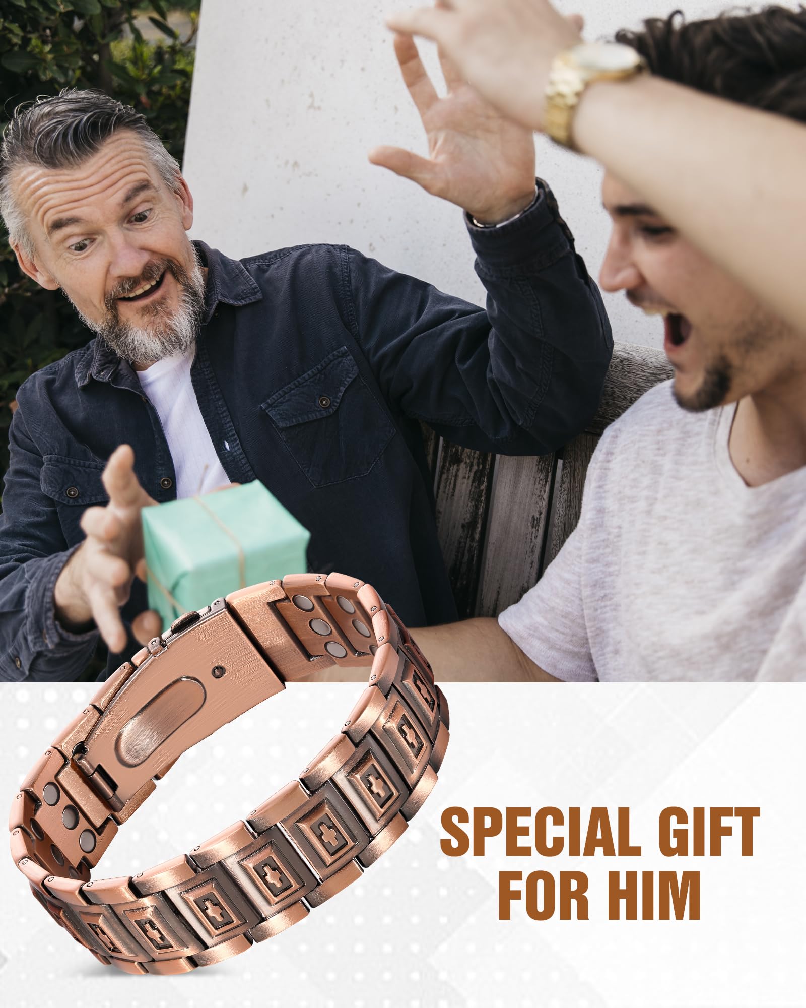 Jecanori hypoallergenic copper bracelet, lead- and nickel-free for sensitive skin.