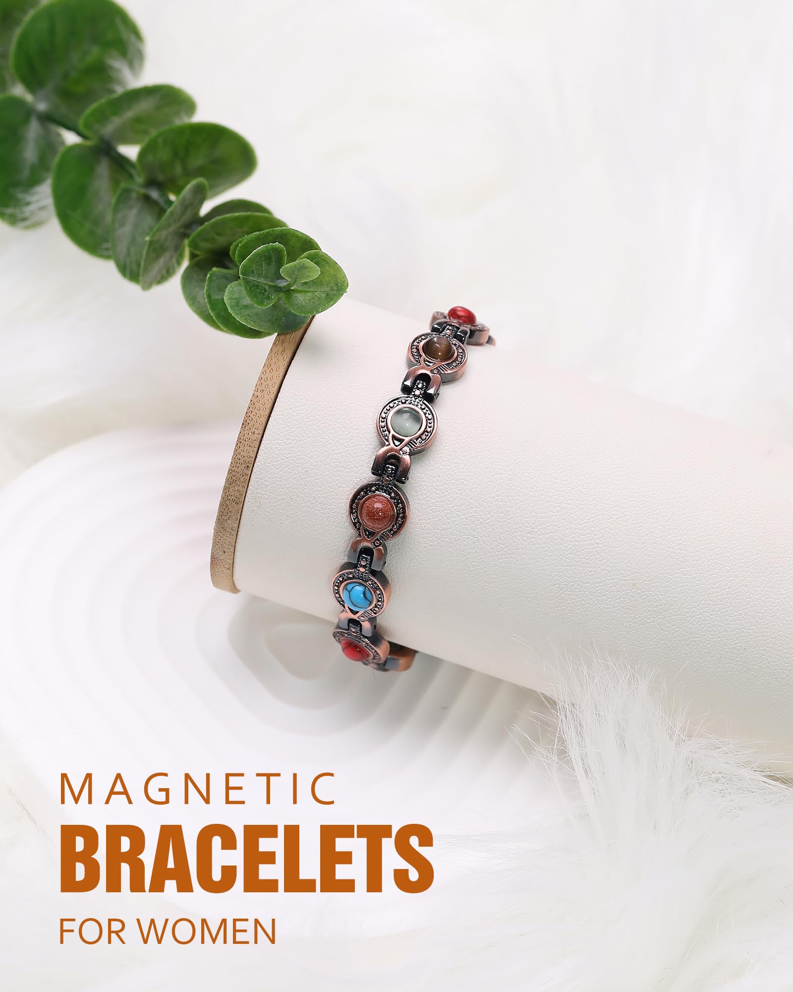 Jecanori magnetic bracelet includes removable clasps for easy customization.