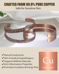 Jecanori copper bracelet side profile featuring concavo-convex design for elegance.