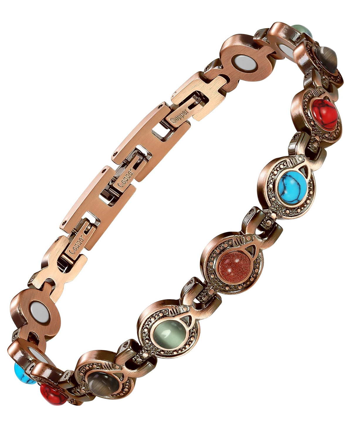 Jecanori copper bracelet for women with elegant round gemstones for everyday style.