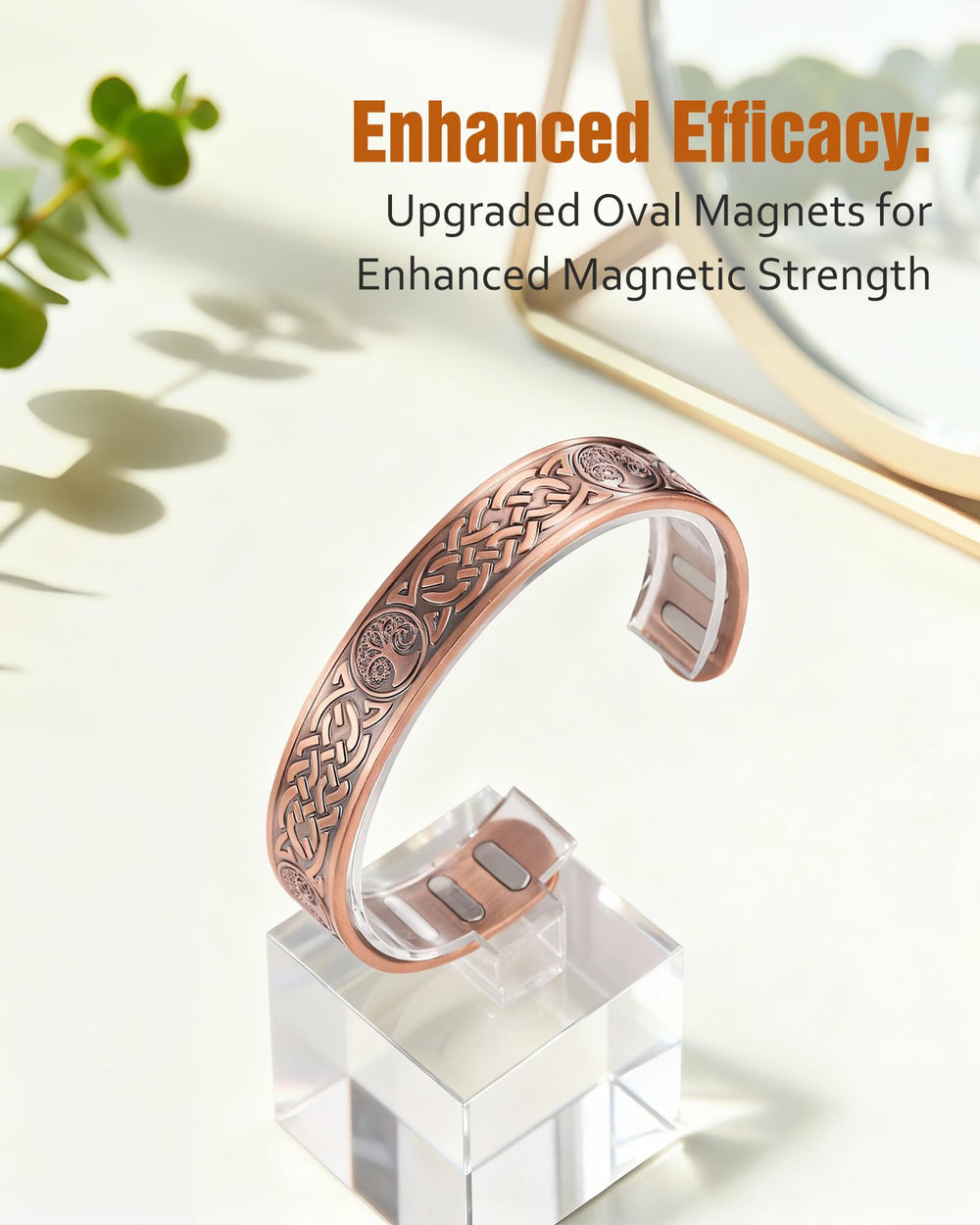Jecanori copper magnetic bracelet adjustable band for secure wrist fit