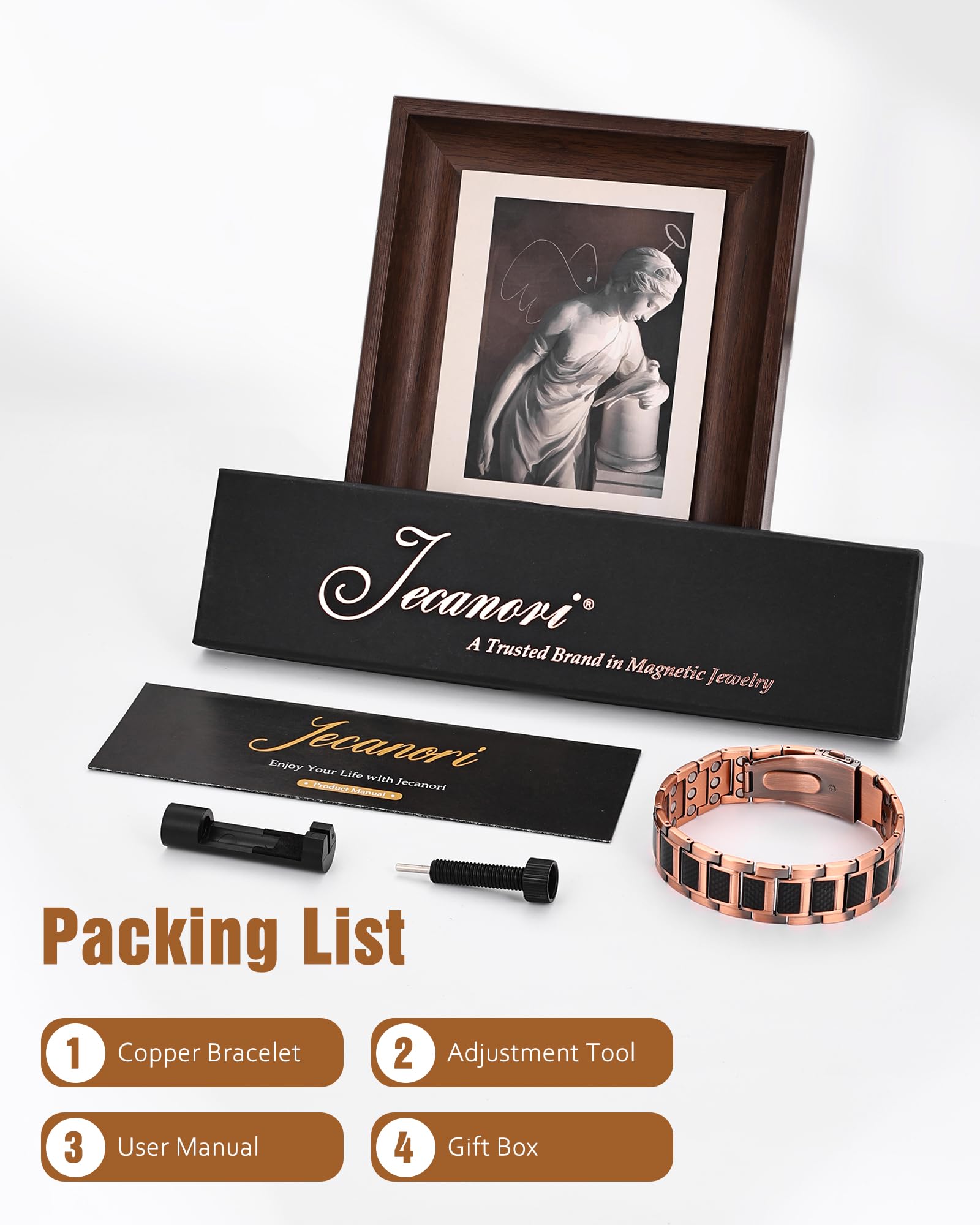 Jecanori copper magnetic bracelet close-up reveals premium material quality