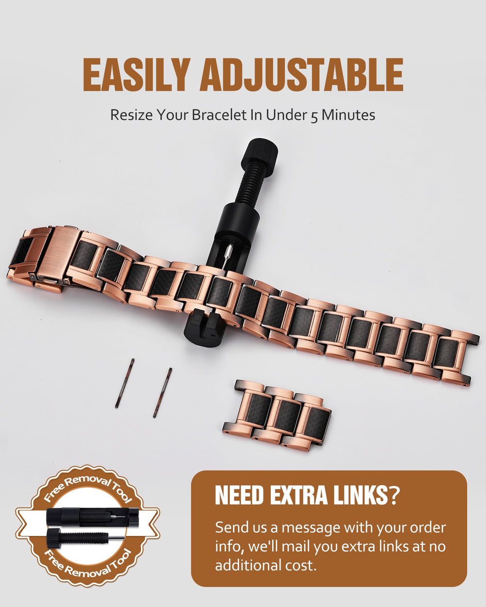 Jecanori copper magnetic bracelet copper tone close-up for style