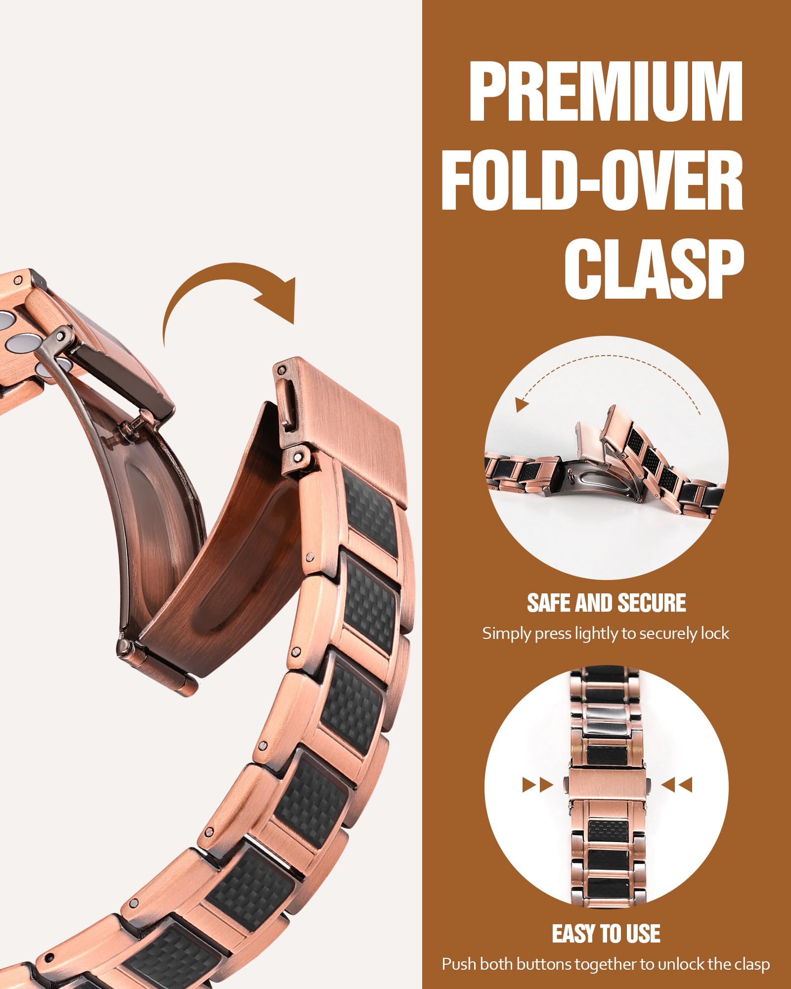 Jecanori copper magnetic bracelet on wrist suitable for daily wear