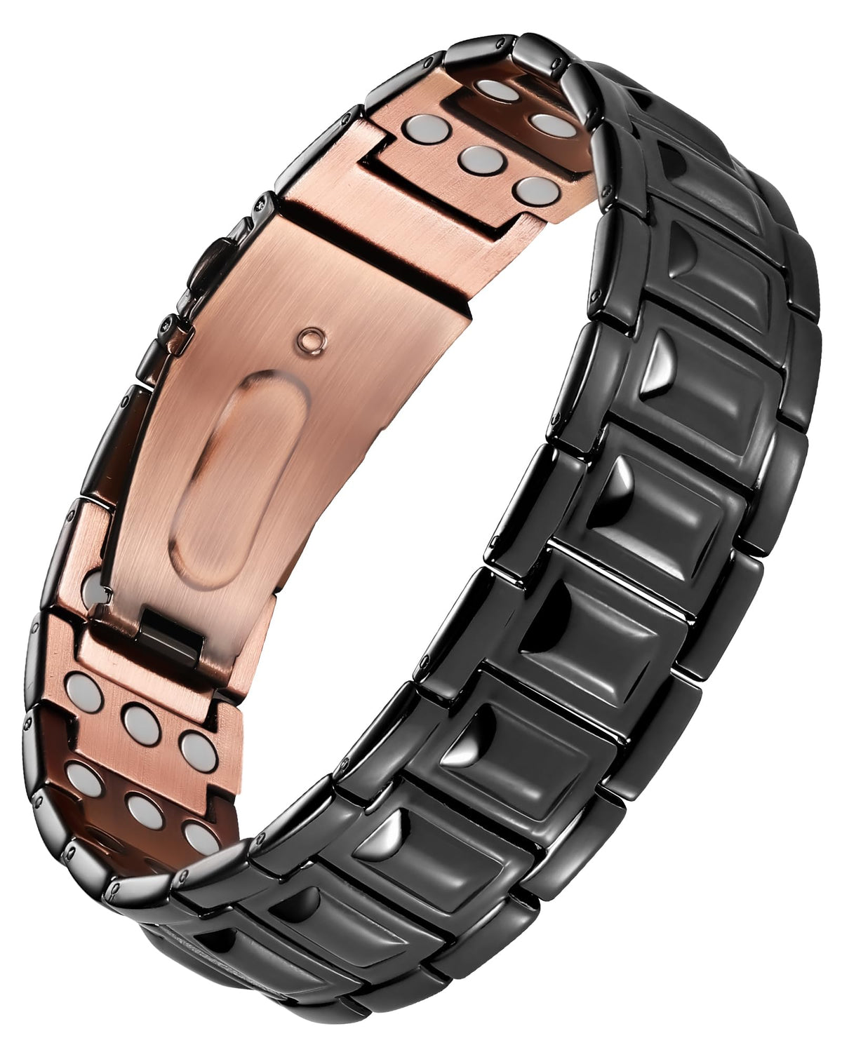 Jecanori copper magnetic bracelet showing strong magnets for daily wear.