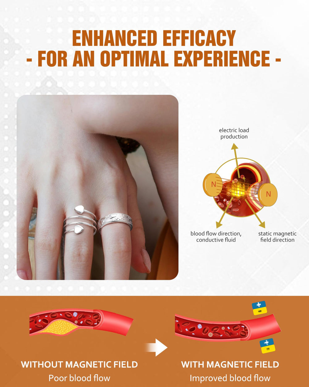 Jecanori copper ring open design demonstrates easy at-home size adjustment.