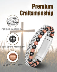 Jecanori cross-accent bracelet design highlights faith-inspired style.