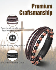 Jecanori cross pendant detail on bracelet.