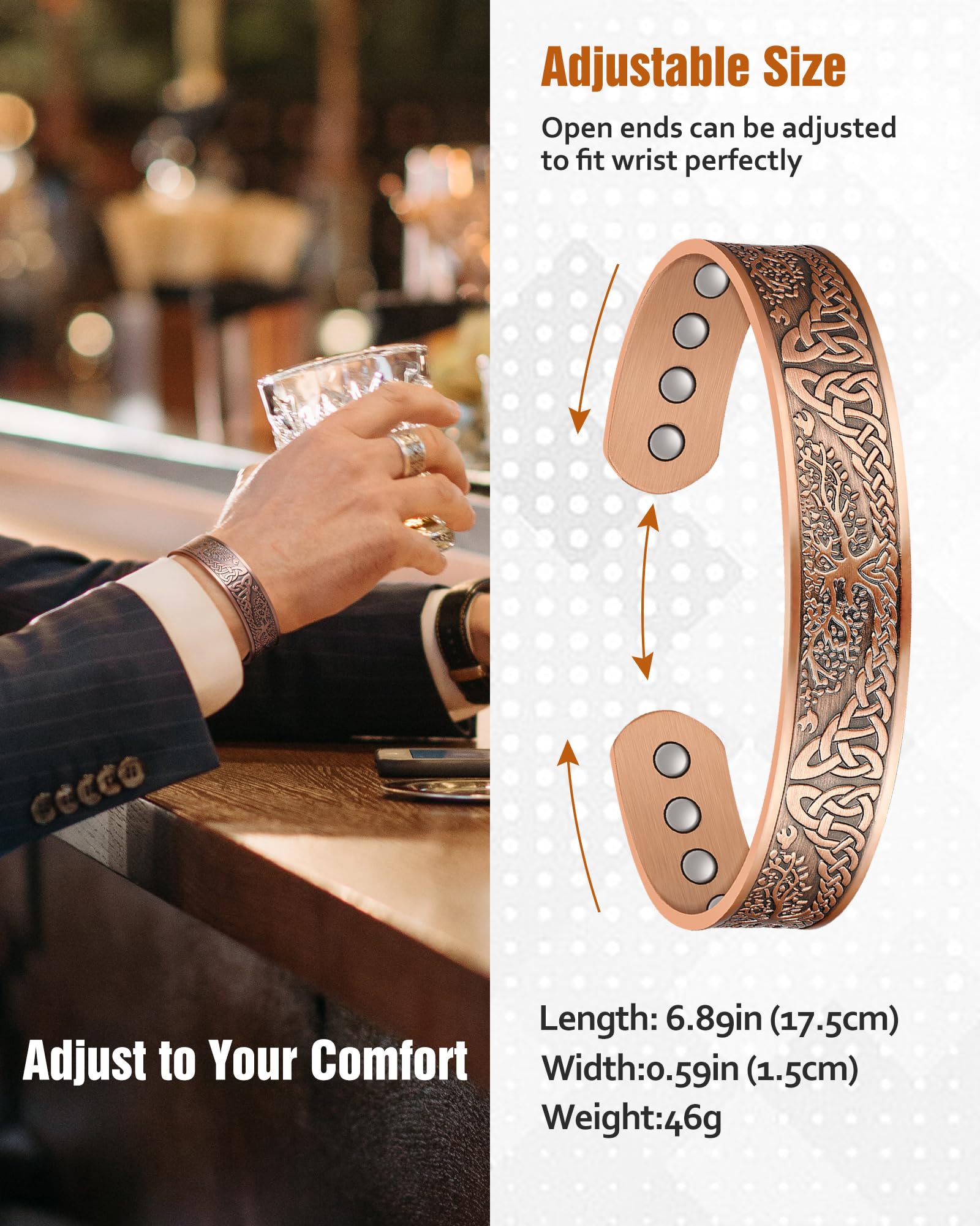 Jecanori daily wear copper bracelet complements casual and formal outfits