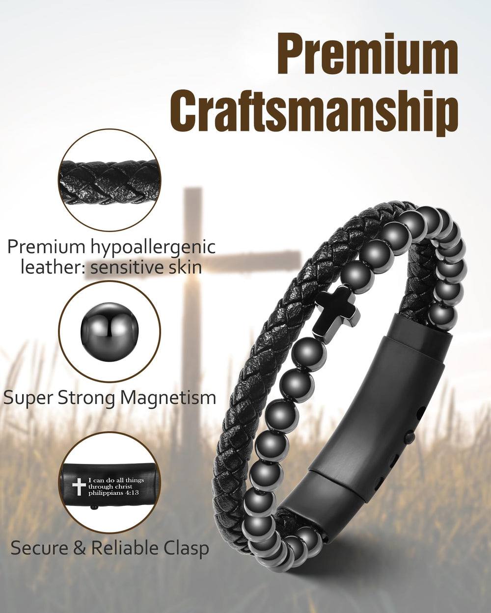 Jecanori easy-adjust clasp ensures secure fit for comfortable all-day wear.