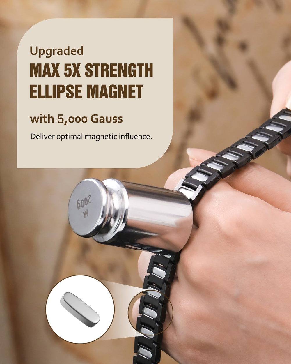 Jecanori ellipse magnets detail highlighting magnetic reach and energy flow.