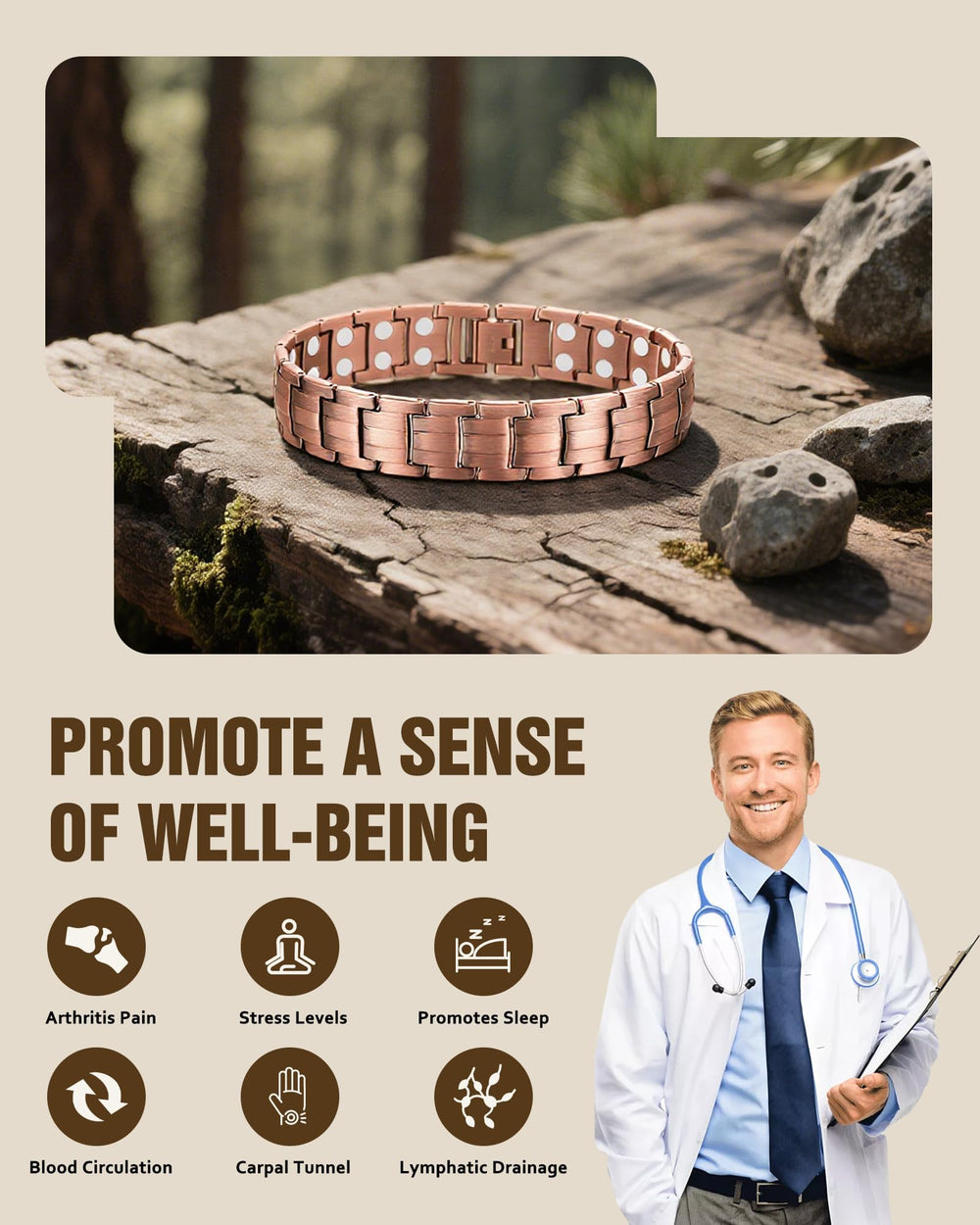 Secure fold-over clasp on the Jecanori bracelet for easy wear and security.