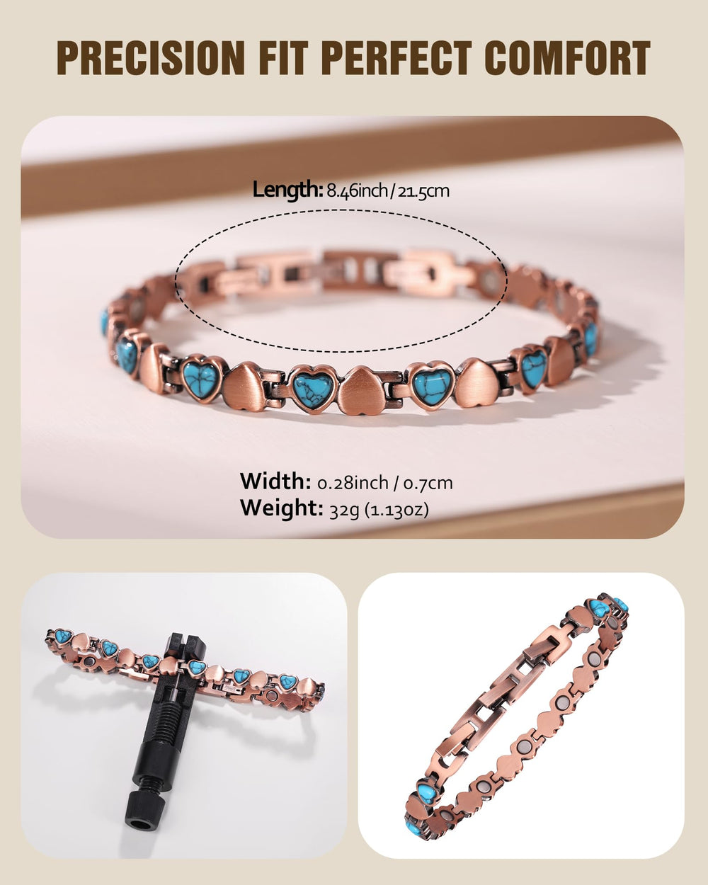 Jecanori hypoallergenic copper bracelet designed for comfortable daily wear.