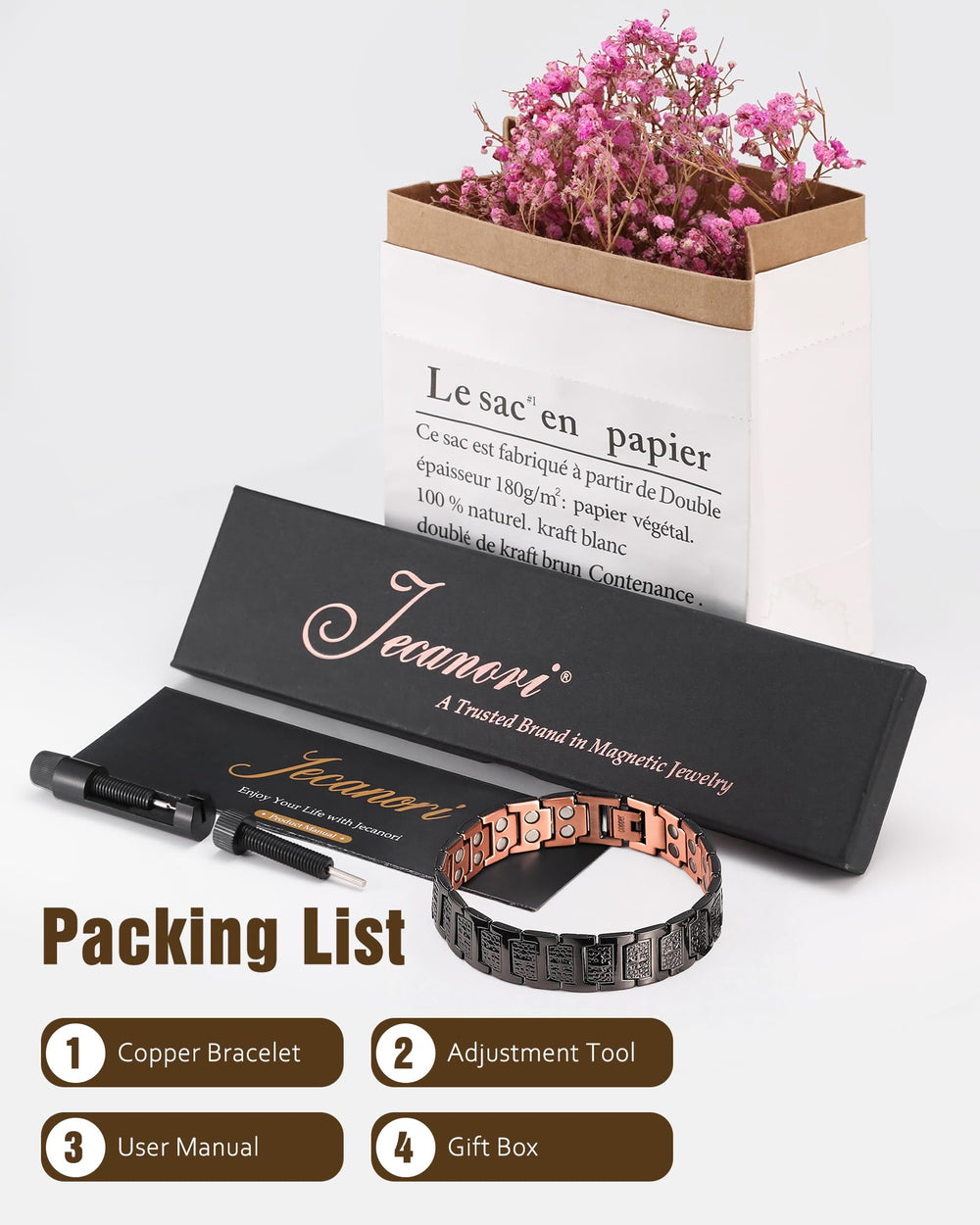 Jecanori hypoallergenic copper bracelet suitable for sensitive skin